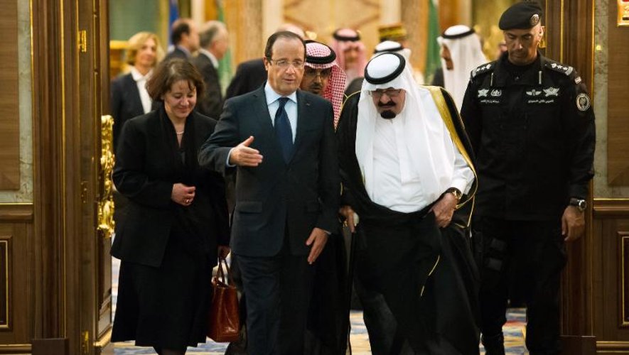 François Hollande reçu par le roi Abdallah  le 4 novembre 2012 à Jeddah