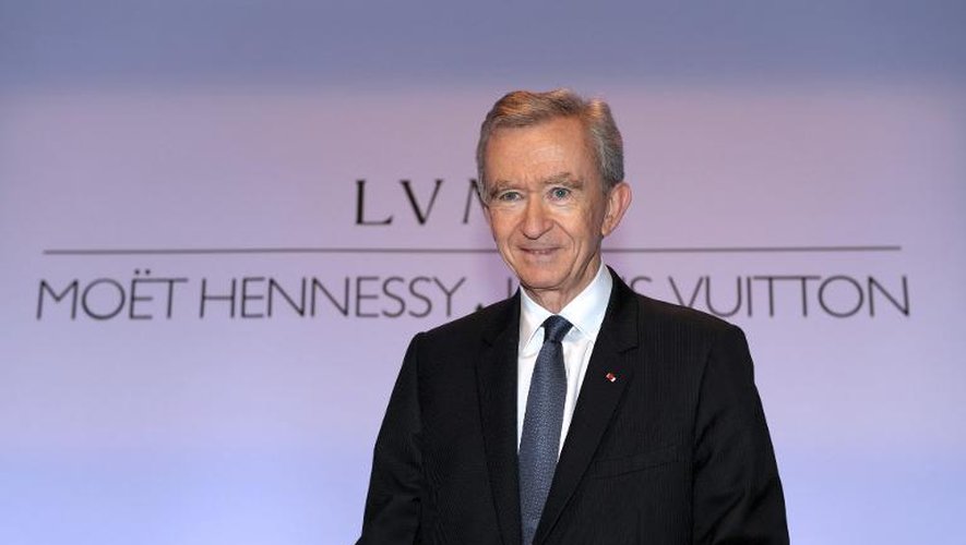 Bernard Arnault lors de la présentation des résultats de son groupe LVMH, en janvier 2014