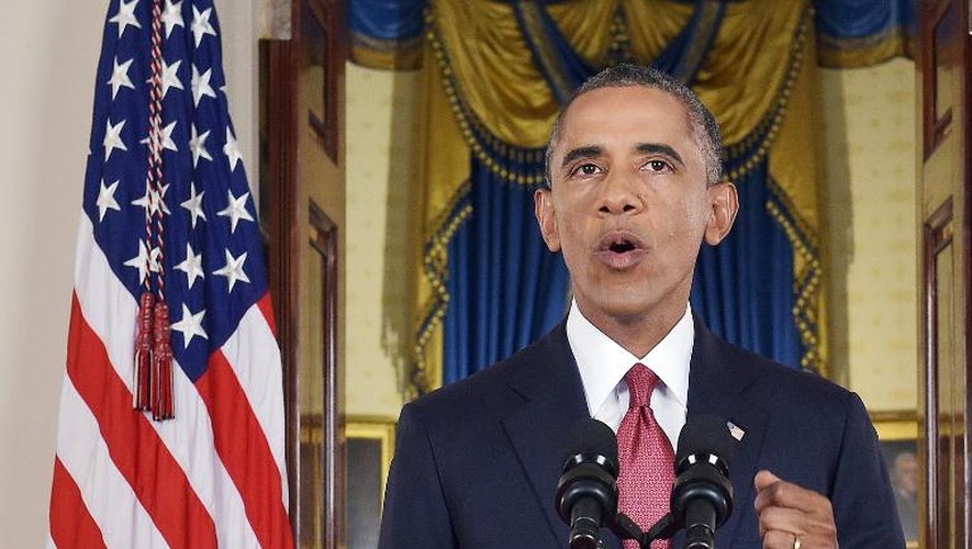 Le président américain Barack Obama expose sa stratégie contre l'Etat islamique, le 10 septembre 2014 à la Maison Blanche, à Washington