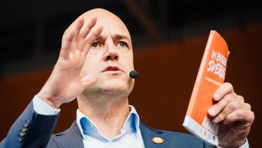 Le Premier ministre suédois Fredrik Reinfeldt lors d'un meeting électoral, le 13 septembre 2014 à Stockholm