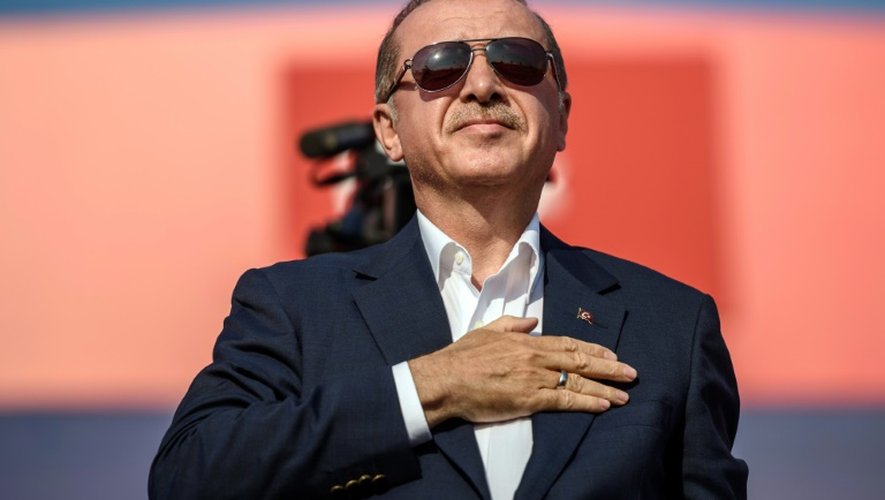 Le président turc  Recep Tayyip Erdogan lors du rassemblement de masse le 7 août 2016 à Istanbul