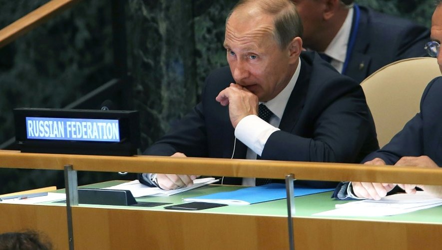 Le président russe Vladimir Poutine au siège de l'ONU à New York, le 28 septembre 2015