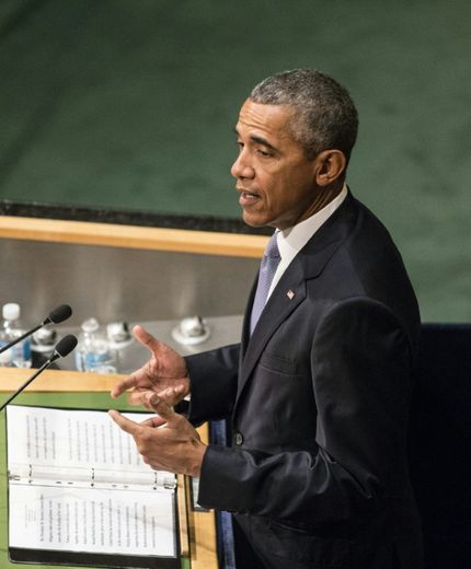 Barack Obama à la tribune de l'ONU à New York, le 28 septembre 2015