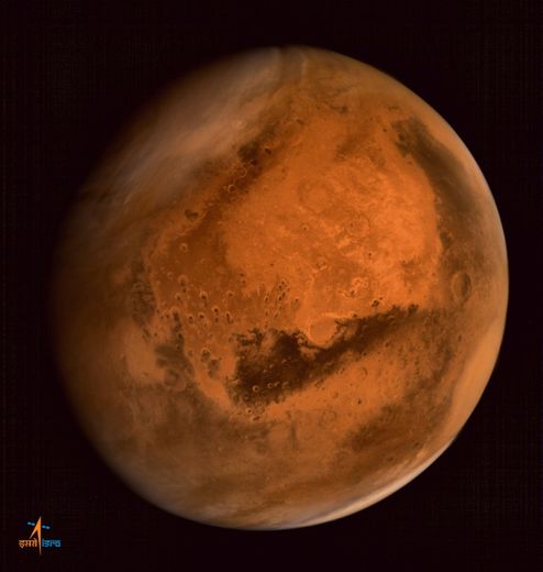 Image de la planète Mars fournie par l'organisation indienne pour la recherche spatiale (ISRO), le 30 septembre 2014