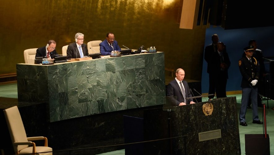 Le président russe Vladimir Poutine à la tribune de l'ONU à New York, le 28 septembre 2015