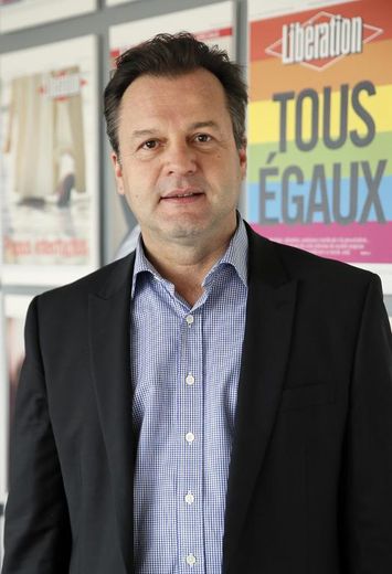 François Moulias, dirigeant du journal Libération, le 7 avril 2014 au siège du quotidien à Paris