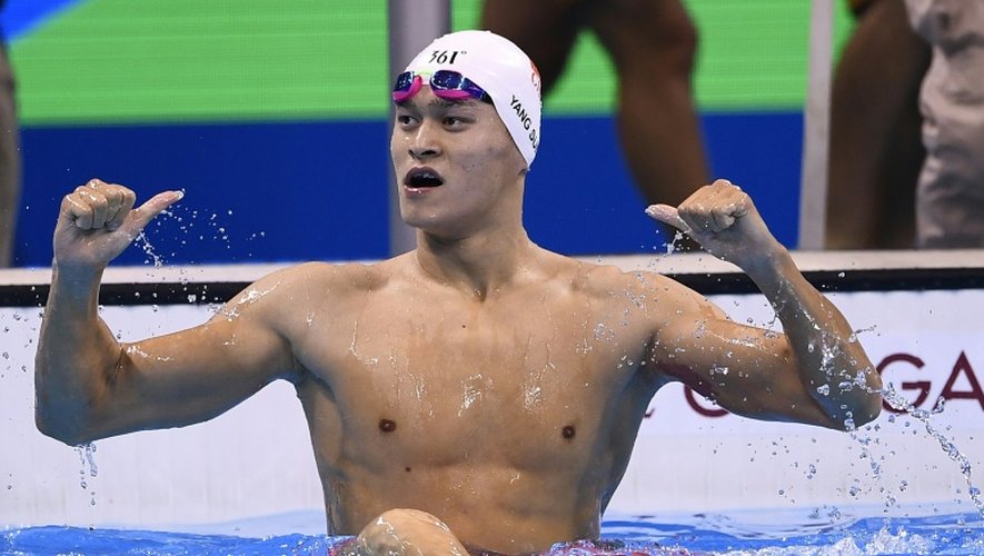 Le Chinois Sun Yang victorieux du 200 m nage libres aux Jeux de Rio, le 8 août 2016
