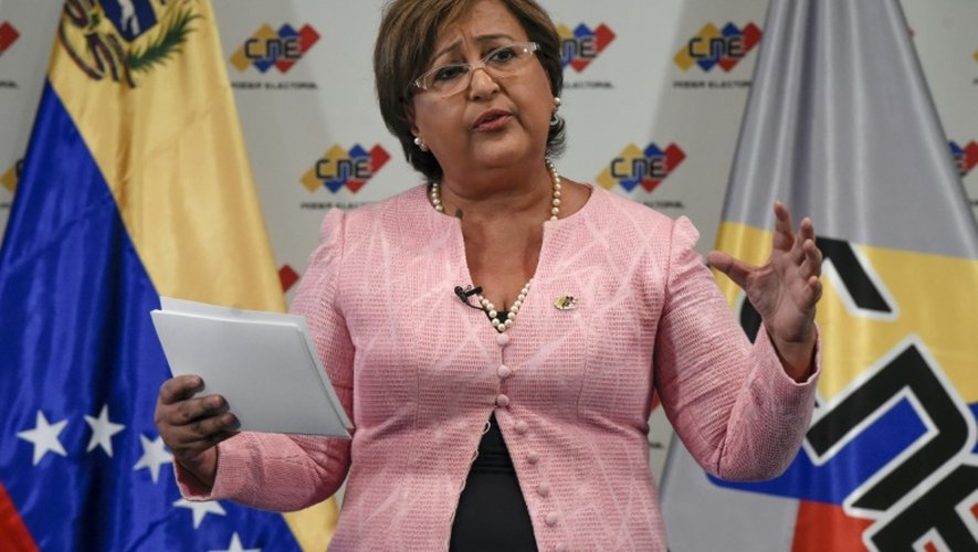 La présidente du Conseil national électoral (CNE) Tibisay Lucena le 9 août 2016 à Caracas