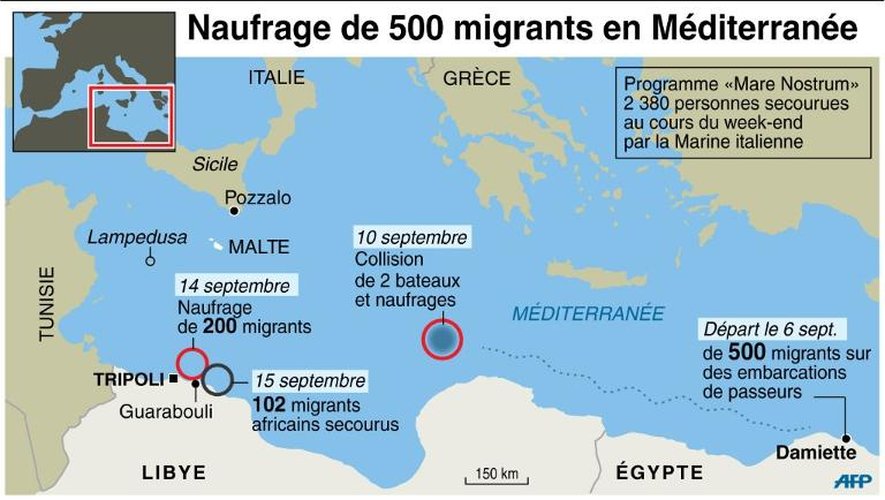 Naufrage de 500 migrants en Méditerranée