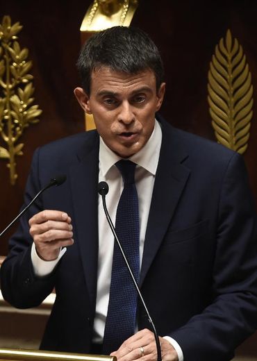 Manuel Valls s'adresse au l'Assemblée nationale le 16 septembre 2014 pour son discours de politique générale, à Paris