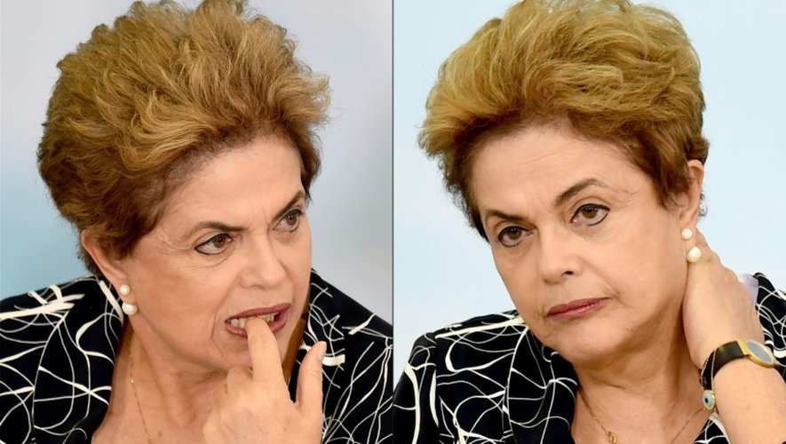 Un montage photo montrant la président brésilienne suspendue, Dilma Rousseff, à Brasilia le 6 mai 2016