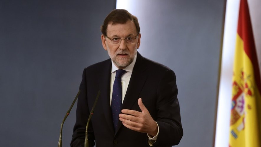 Le Premier ministre espagnol Mariano Rajoy, lors d'une conférence de presse après le résultat des élections régionales en Catalogne, le 28 septembre 2015 à Madrid