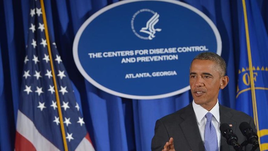 Le président américain Barack Obama présente le plan d'action contre le virus Ebola, le 16 septembre 2014 au Centre de contrôle et de prévision des maladies à Atlanta