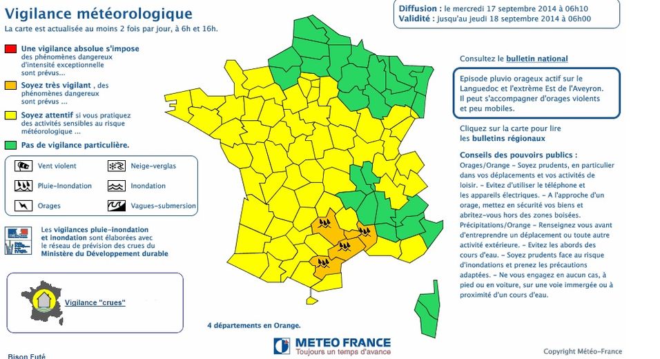 Orages : alerte orange en Aveyron