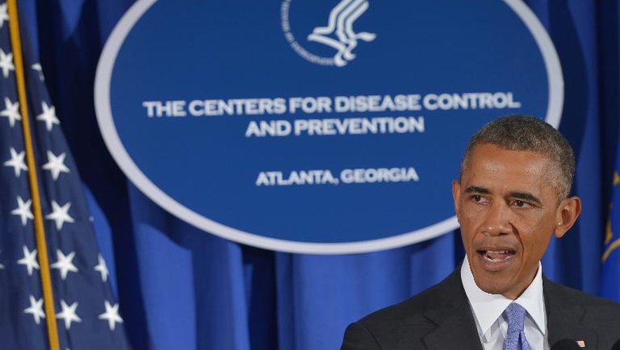 Le président américain Barack Obama présente le plan d'action contre le virus Ebola, le 16 septembre 2014 au Centre de contrôle et de prévision des maladies à Atlanta