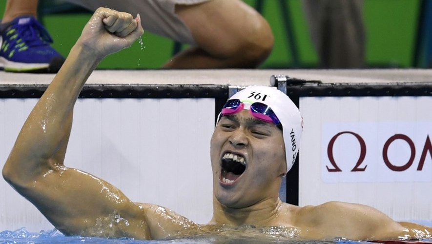 Le Chinois à l'issue de la finale du 200m nage libre le 8 août 2016 aux JO de Rio