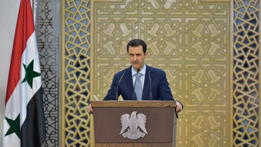 Le président syrien Bachar al-Assad fait une déclaration, le 26 juillet 2015 à Damas