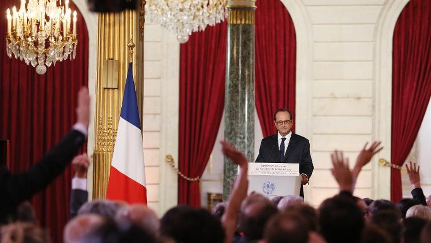 François Hollande le 18 septembre 2014 à l'Elysée à Paris, face à la presse