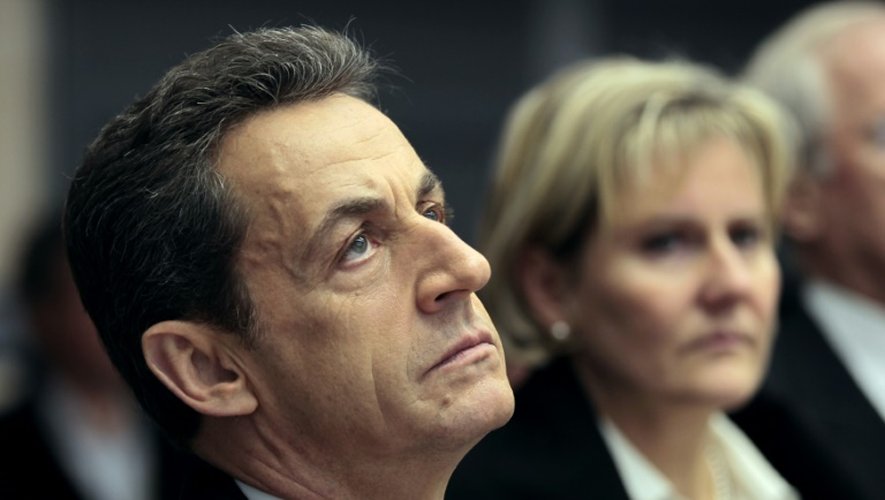 Nicolas Sarkozy (g) et Nadine Morano, alors ministre de l'Apprentissage, lors d'une visite à Metz le 1er janvier 2012