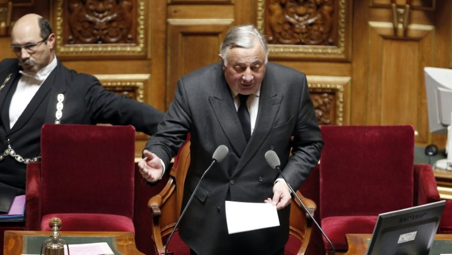 Le président du Sénat français Gérard Larcher dans l'hémicycle à Paris, le 7 avril 2015
