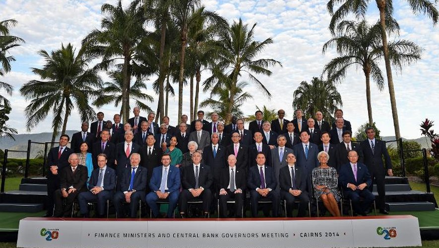 Les ministres des Finances et dirigeants des banques centrales au G20 à Cairns (Australie) le 20 septembre 2014
