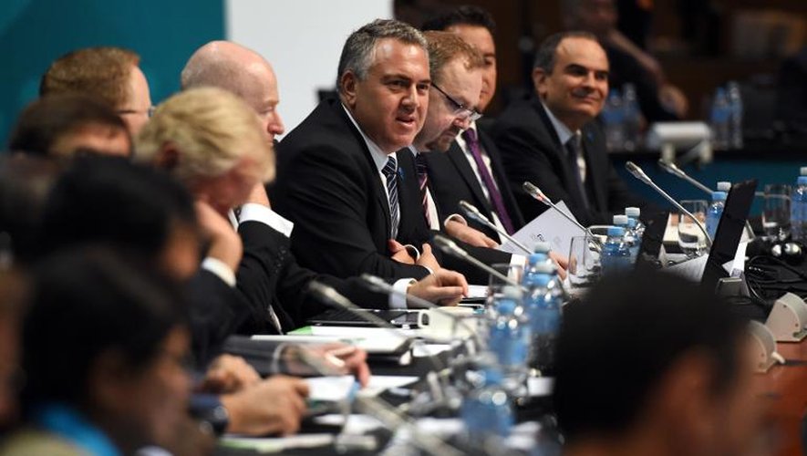 Le Trésorier australien Joe Hockey ouvre les débats du G20 à Cairns le 20 septembre 2014