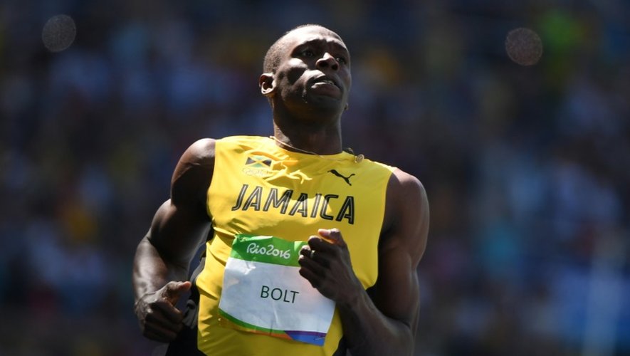 Le Jamaïcain Usain Bolt à l'issue de sa série du 100 m aux JO de Rio, le 13 août 2016