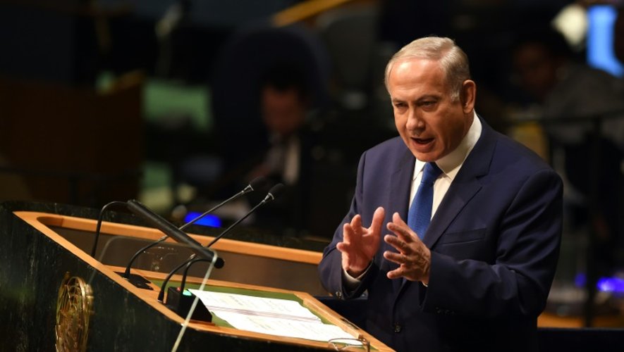 Le Premier ministre israélien Benjamin Netanyahu à la tribune de l'ONU à New York, le 1er octobre 2015