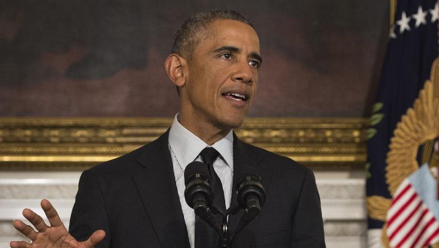 Le président Obama fait une déclaration pour remercier le vote du Congrès en faveur du soutien aux rebelles syriens à la Maison Blanche, le 18 septembre 2014 à Washington