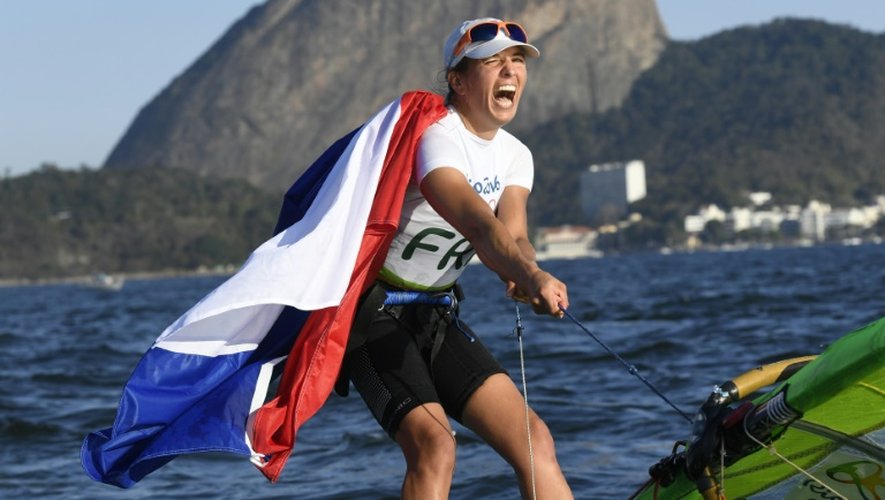La Française Charline Picon sacrée championne olympique de planche à voile RS:X, aux JO de Rio le 14 août 2016