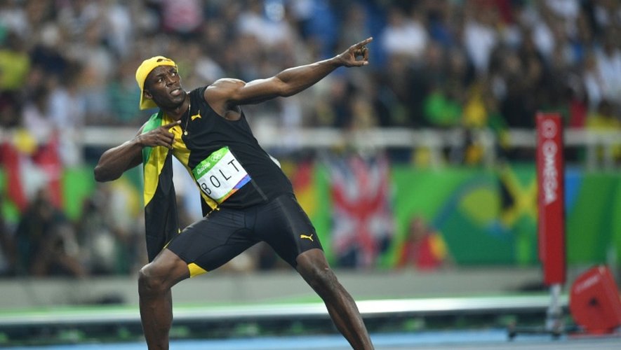 Usain Bolt médaillé d'or olympique sur 100 m à Rio, le 14 août 2016