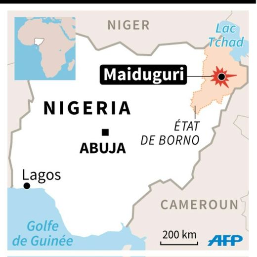 Carte du Nigeria localisant Maiduguri