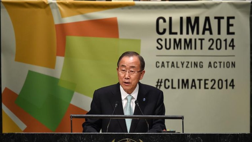 Ban Ki-moon, le secrétaire général de l'ONU, lors du sommet sur le climat à New York, le 23 septembre 2014