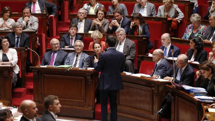 Le Premier ministre Manuel Valls (c) lors d'une allocution à l'Assemblée nationale, le 17 septembre 2014 à Paris