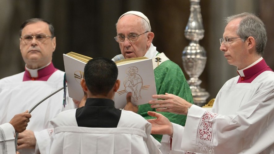 Le pape François lors de la messe d'ouverture du synode sur la famille le 4 octobre 2015 au Vatican