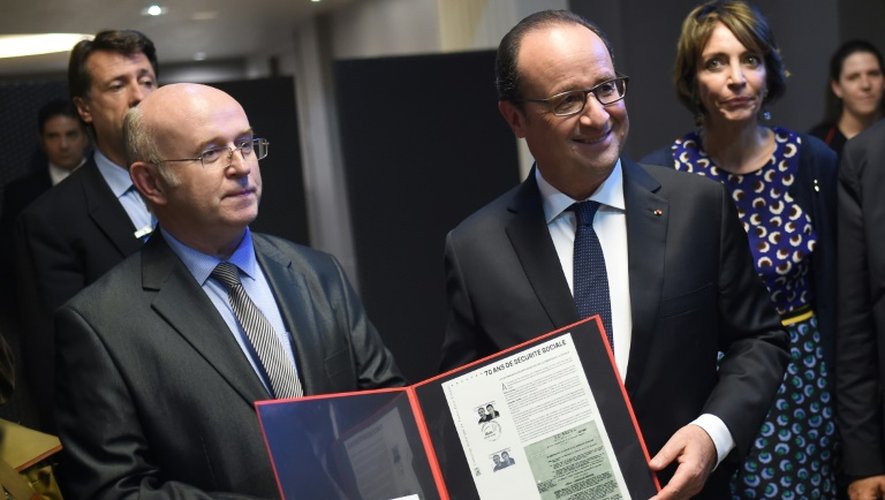 François Hollande lors d'une cérémonie marquant les 70 ans de la Sécurité sociale, à Paris le 6 octobre 2015