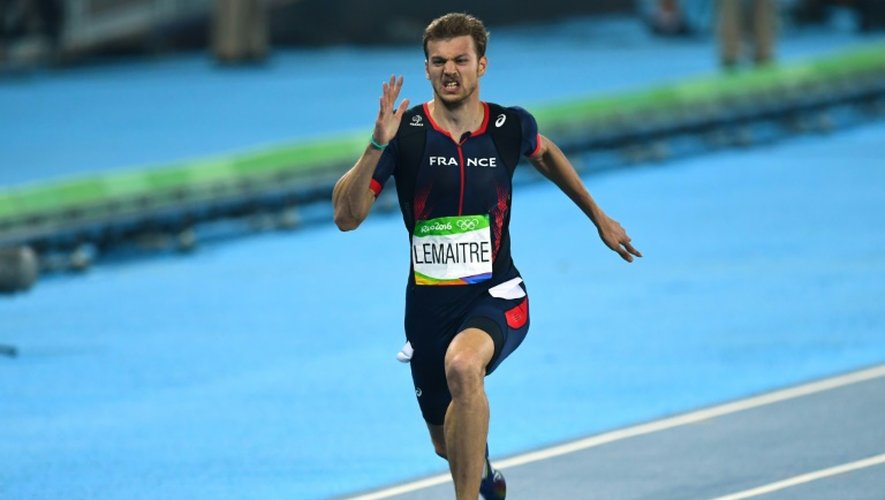 Christophe Lemaitre en demi-finale du 200 m lors des Jeux de Rio, le 17 août 2016