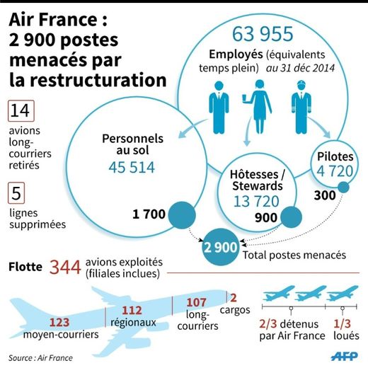 Effectifs d'Air France et composition de la flotte, nouvelles mesures de réduction des coûts annoncées
