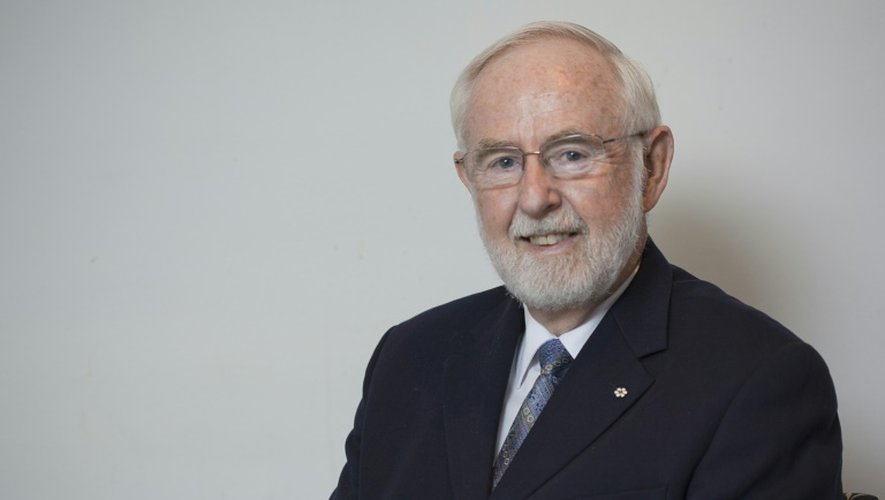 Le Canadien, Arthur McDonald, co-lauréat du prix Nobel de physique 2015, le 6 octobre 2015 à Sudbury, en Ontario
