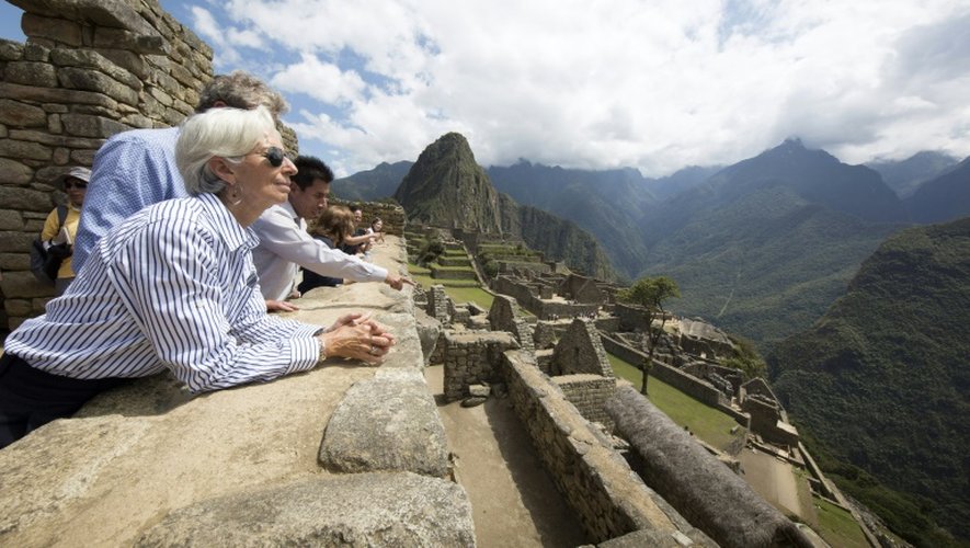 La directrice du FMI, Christine Lagarde, le 5 octobre 2015 au Machu Picchu au Pérou