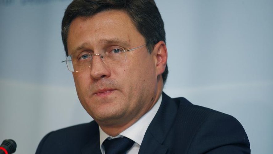 Le ministre de l'Energie russe Alexandre Novak à l'issue d'une rencontre avec son homologue ukrainien et le commissaire européen à l'Energie à Berlin, le 26 septembre 2014
