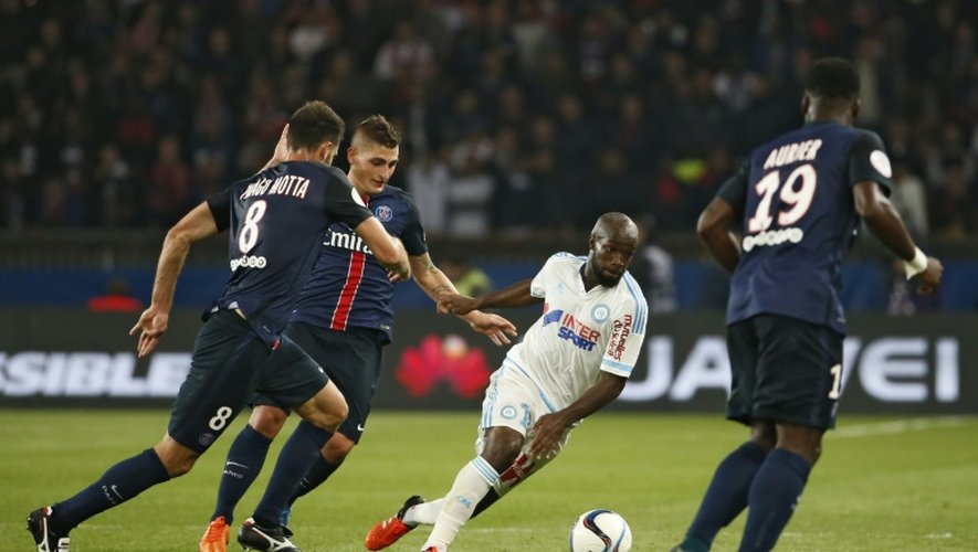 Le milieu de Marseille Lassana Diarra (c) lors du "clasico" contre le PSG en L1, le 4 octobre 2015 au Parc des Princes