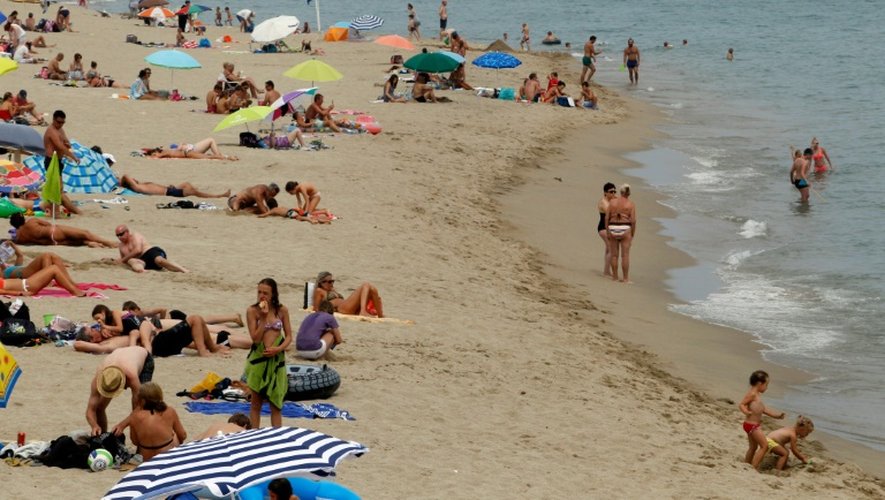 Une plage à Leucate (Aude) où le burkini a été interdit, le 17 août 2016
