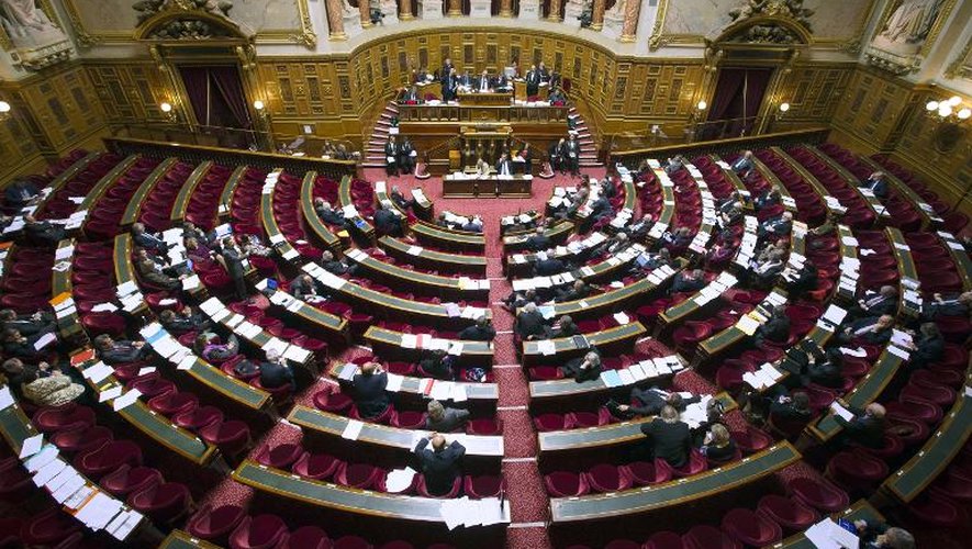 Vue générale de l'intérieur du Sénat qui vient de basculer à droite à l'issue des Sénatoriales du 28 septembre 2014