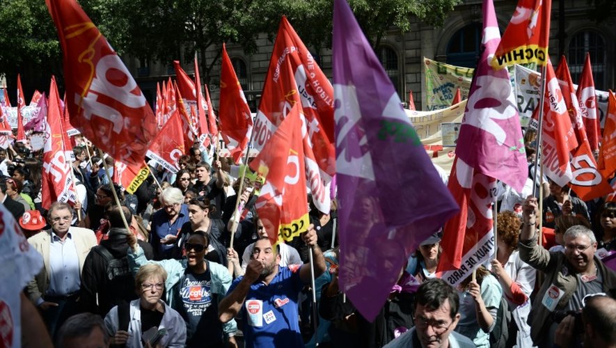 Manifestation à l'appel de syndicats, le 28 mai 2015 à Paris