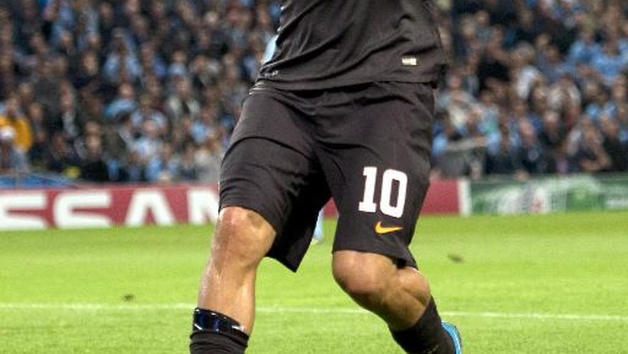 Le capitaine de l'AS Rome Francesco Totti après son but contre Manchester City, le 30 septembre 2014 à l'Etihad Stadium