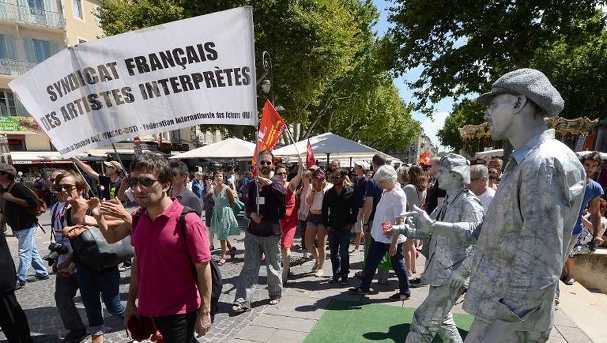 Manifestation des intermittents du spectacle à Avignon, le 12 juillet 2014