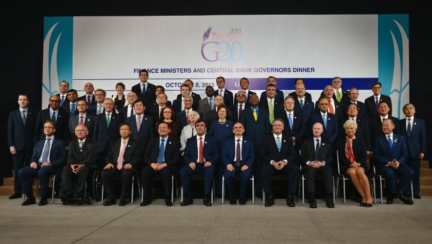 Photo de famille des participants au G20 à Lima, le 8 octobre 2015