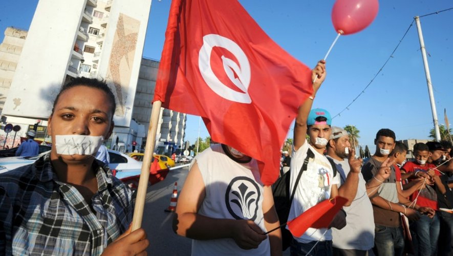 Des manifestants tunisiens dénoncent le gouvernement islamiste, le 11 aôut 2013 à Tunis
