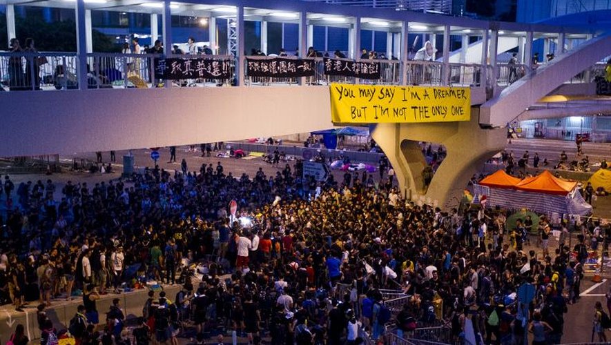Des manifestants prodémocratie rassemblés à Hong Kong, le 2 octobre 2014
